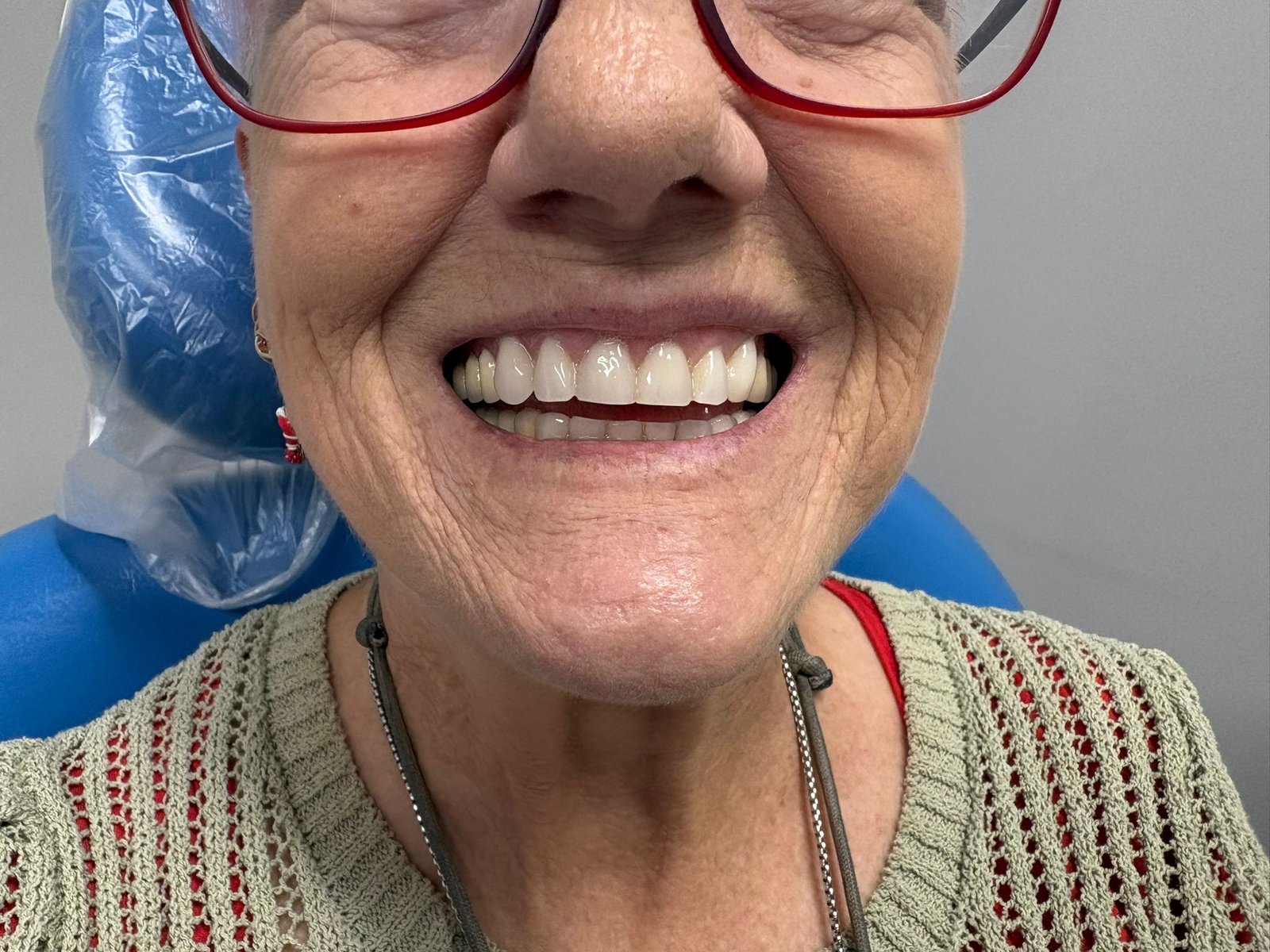 Happy patient with new dentures